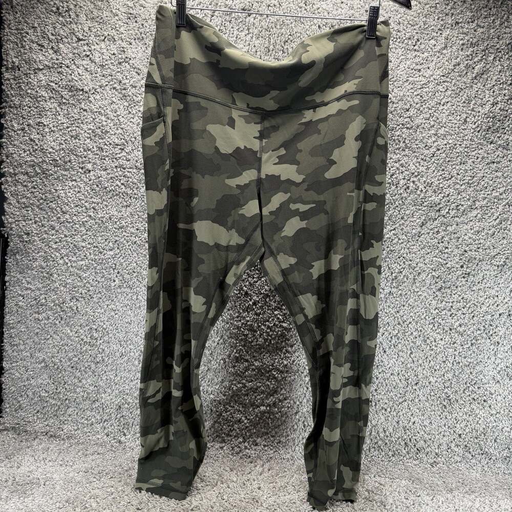 Lululemon Womens Size 18 Green Camo High Rise Full Length Leggings Yoga Pants